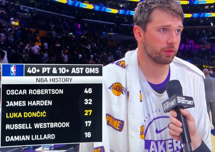 东契奇再取40+10 生涯27次并列历史第三