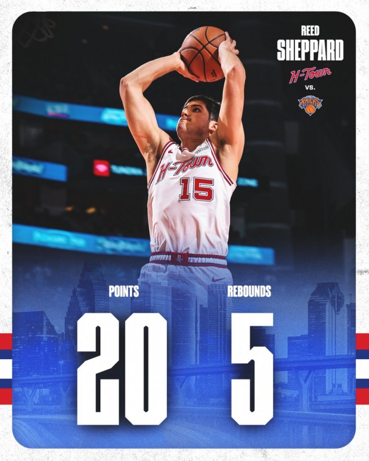 火箭主场大胜尼克斯 官方发布五人首发及第六人数据海报