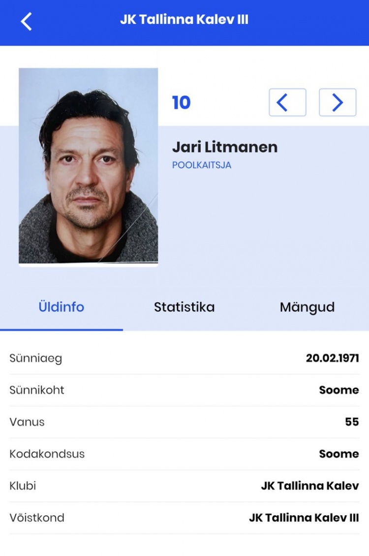 55岁芬兰传奇利特马宁复出 注册爱沙尼亚塔林卡列夫三队