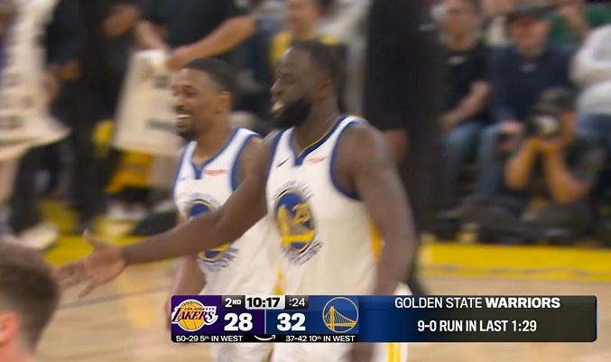 湖人末节崩盘 勇士90秒9-0攻击波完成逆转