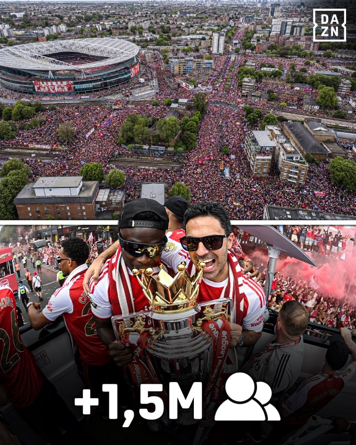 超150万人参与!阿森纳夺冠游行创英超历史纪录 超150万人参与!阿森纳夺冠游行创英超历史纪录